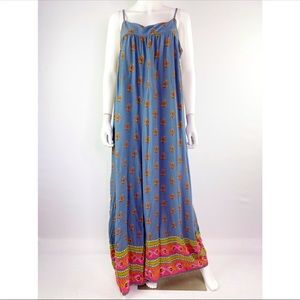 COPY - Natural Life Size M Blue Sleeveless Boho Floral Wide Leg Jumpsuit